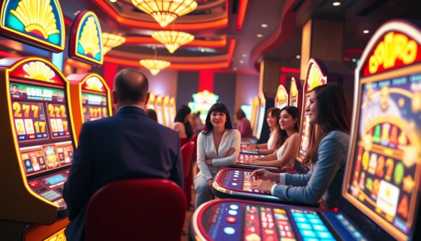 Experience thrilling game play at HappyLuke with vibrant slot machines and joyous atmosphere.