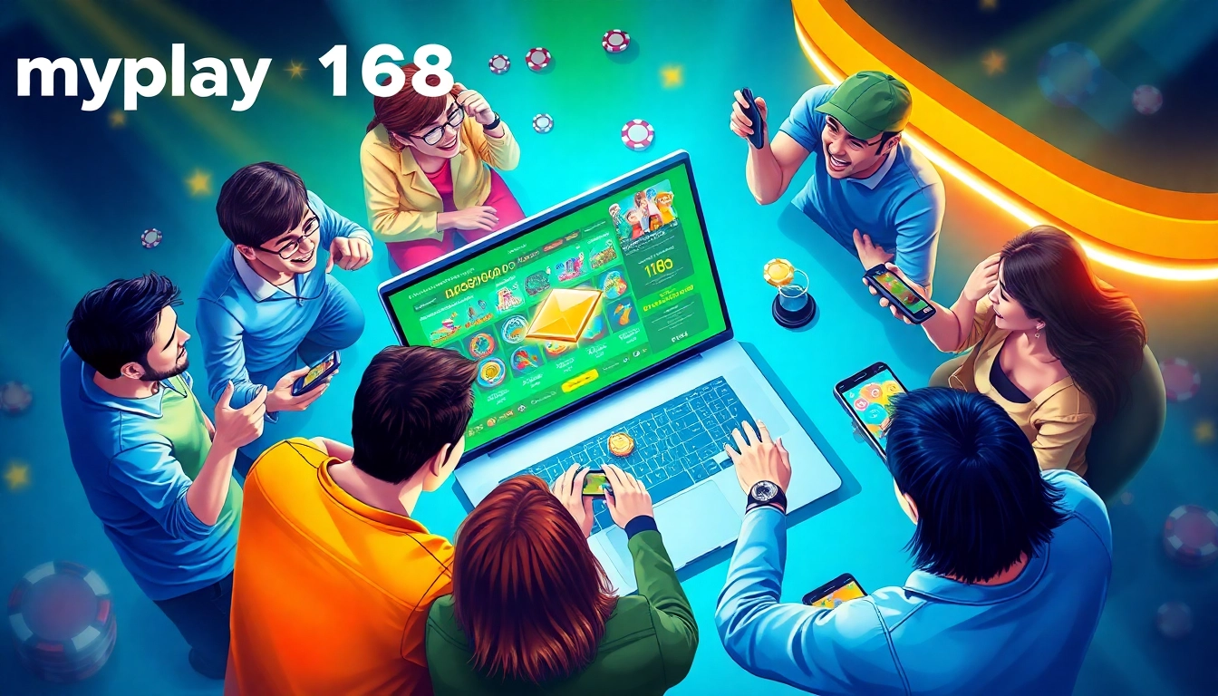 Experience the excitement of myplay168's online gaming platform with vibrant interactive visuals.