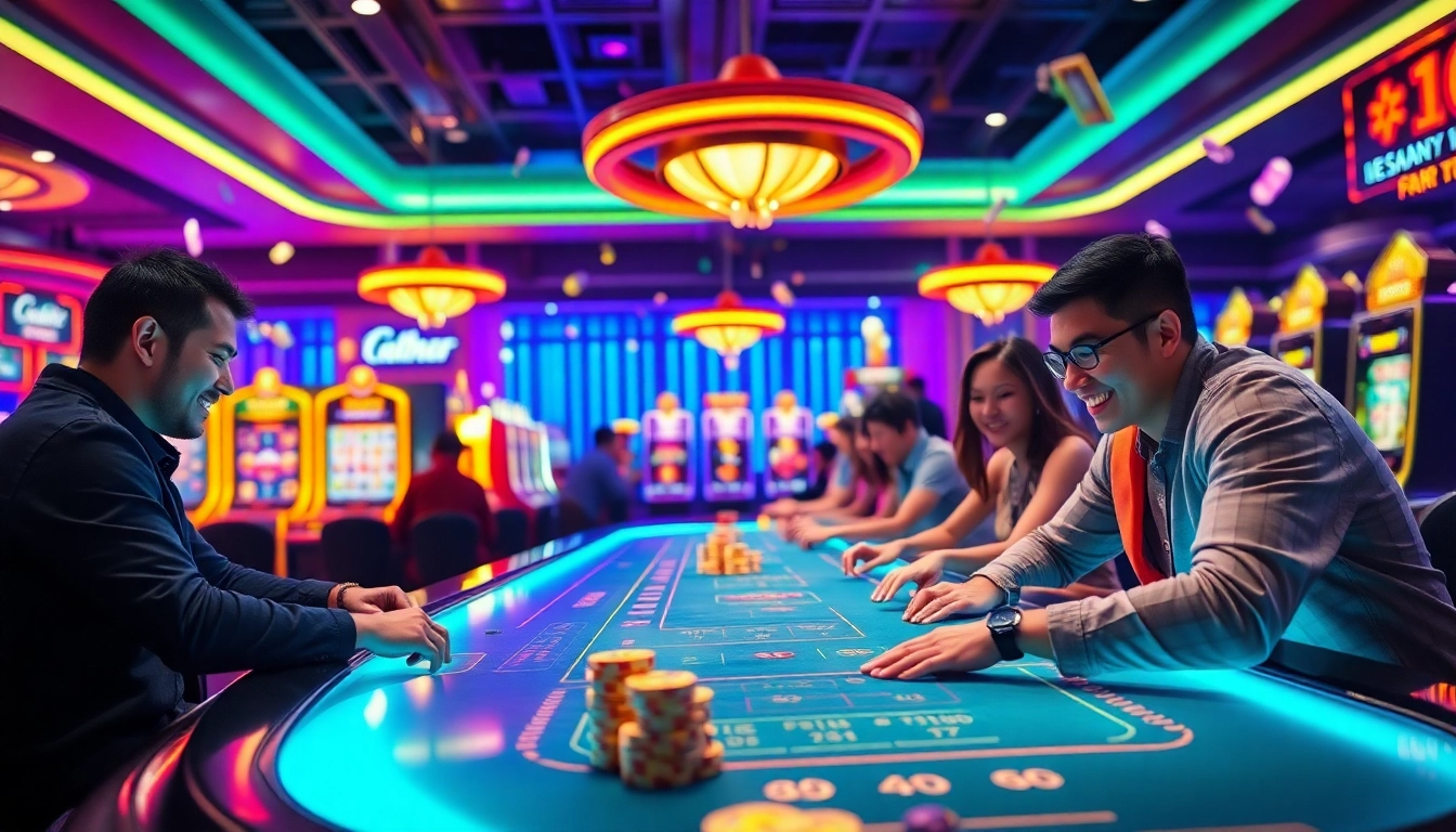 Experience the excitement of fenix168’s vibrant online casino atmosphere with lively gameplay and glowing machines.