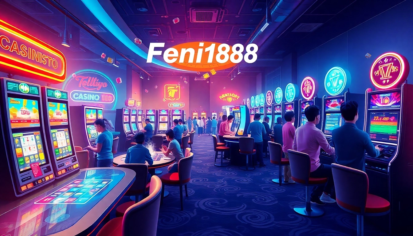 Explore the thrilling gaming experience at Fenix168 with vibrant casino visuals.