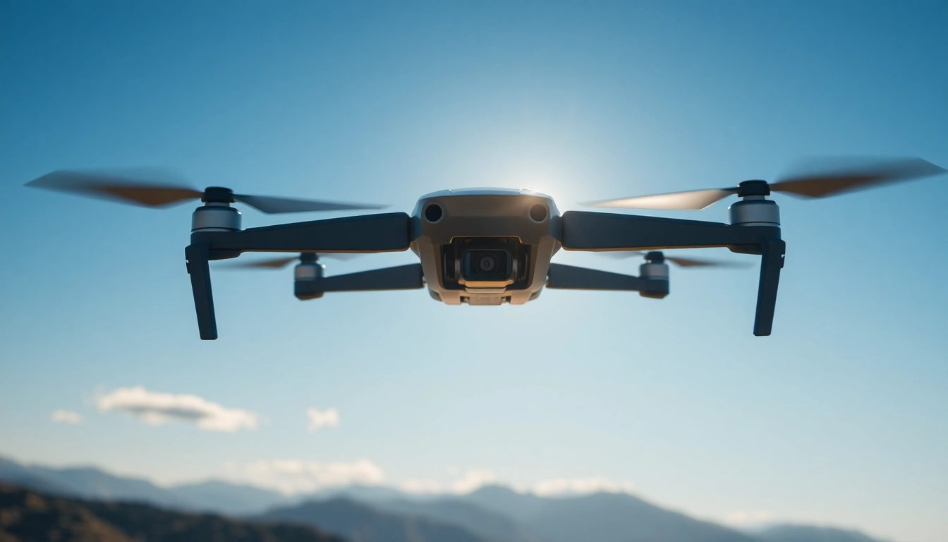 F168 drone showcasing dual HD cameras in a vibrant blue sky.