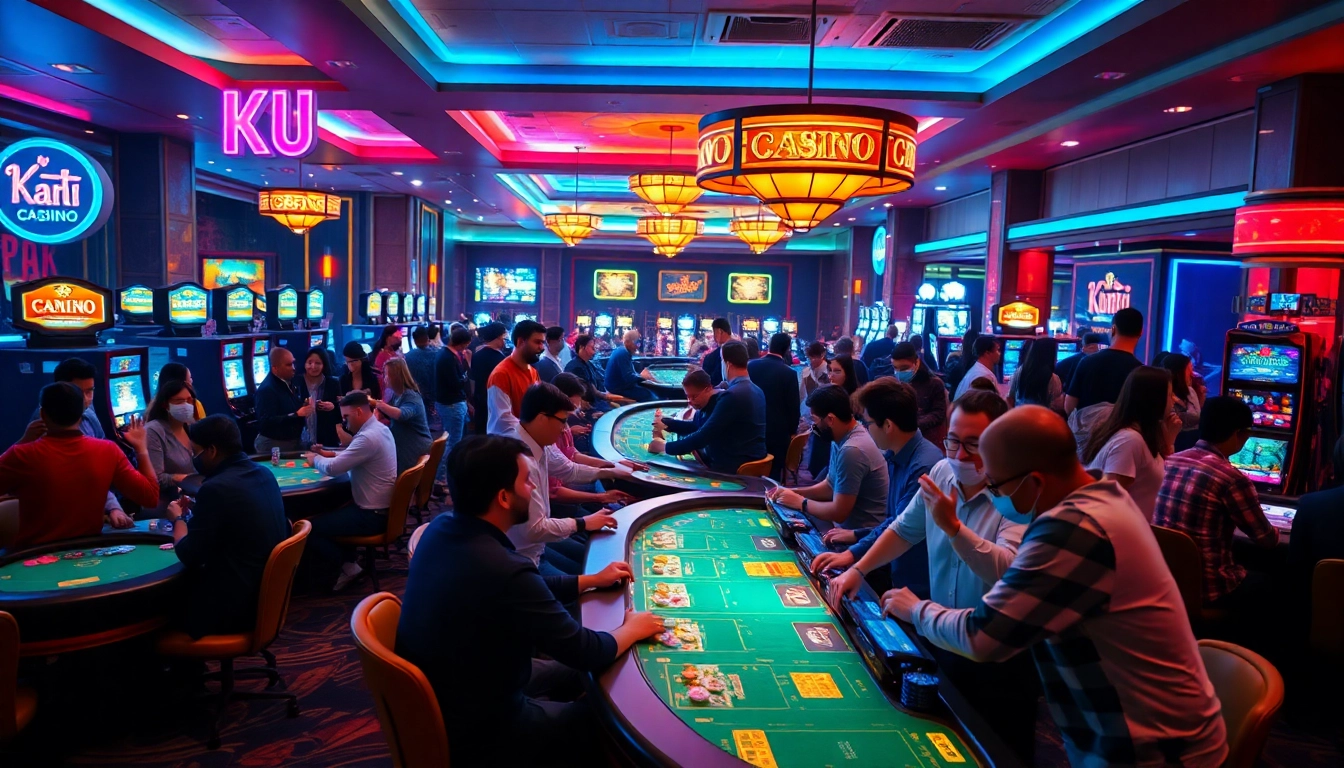 Experience excitement at Ku Casino with vibrant gaming floors and diverse patrons celebrating their wins.