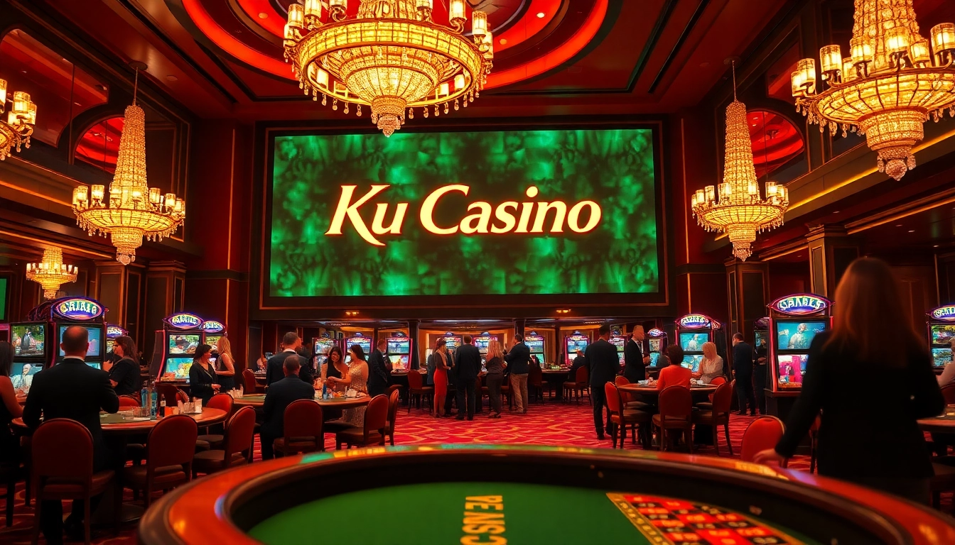 Experience the excitement of Ku Casino with patrons playing thrilling table games in a luxurious setting.