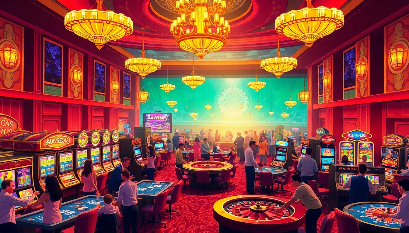 Experience the excitement of Ausvegas Casino's vibrant gaming floor.